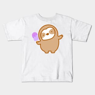 Cute Purple Popsicle Sloth Kids T-Shirt